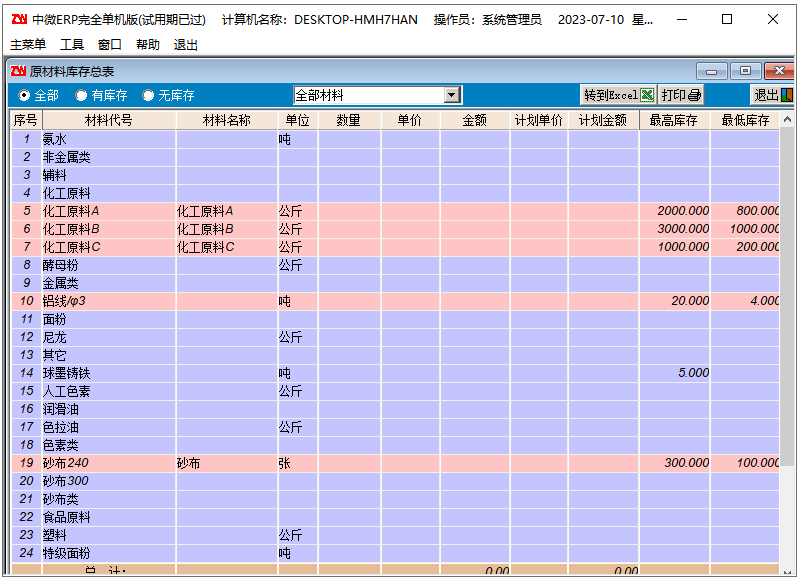 中微ERP轻化工